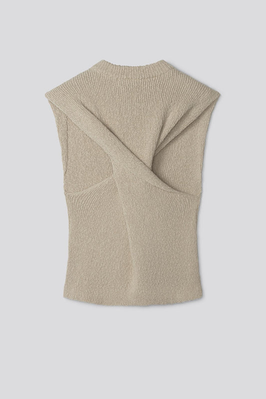 Elane Twisted Knitted Top - Sand