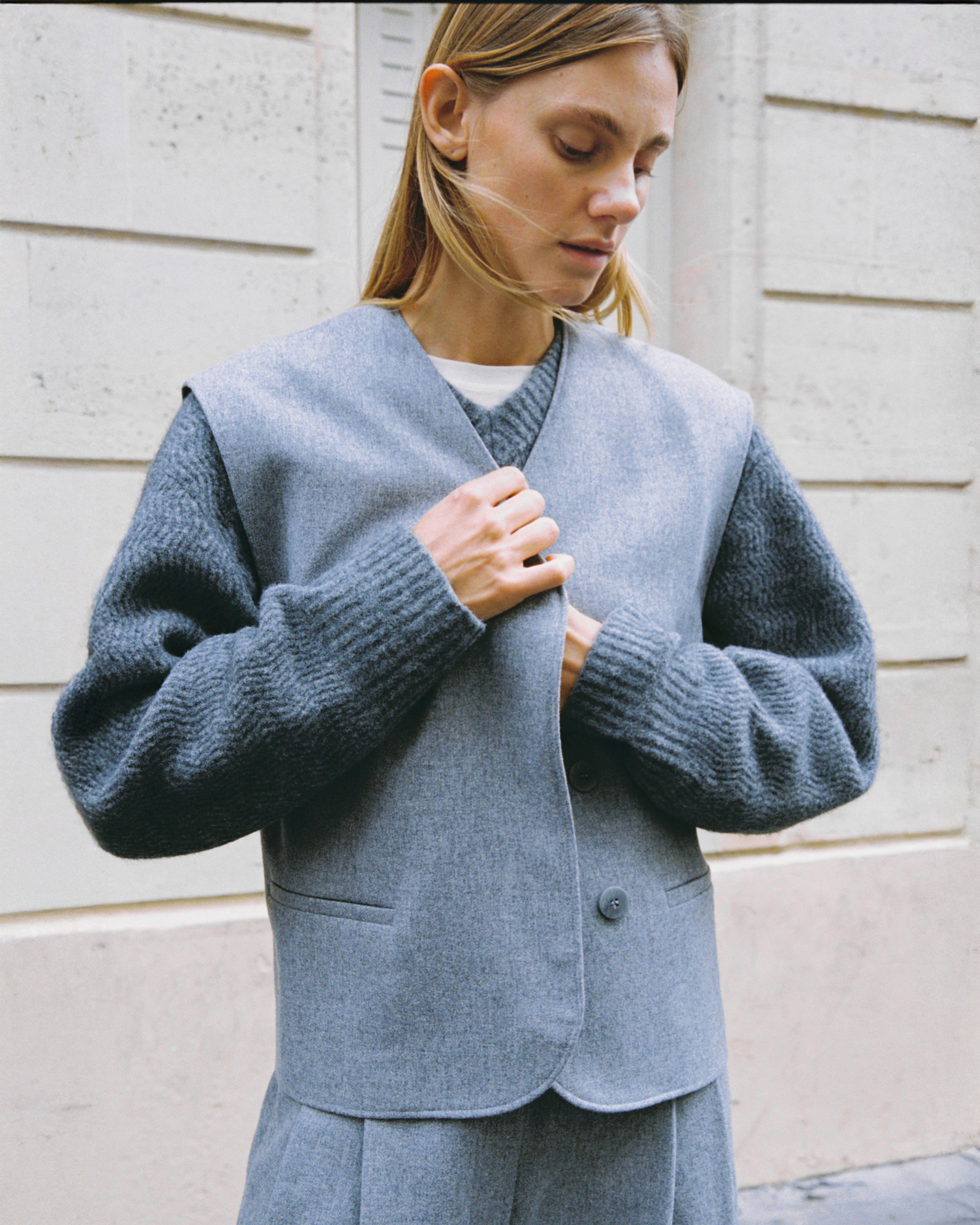 Noir | Light Grey Gilet | Deadstock Fabric – Zoéf